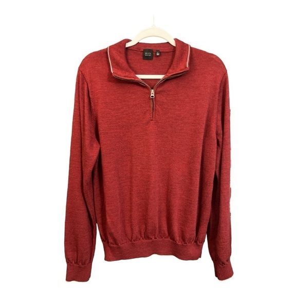 Black Saks Fifth Avenue 100% Wool 1/4 Zip Sweater Size Large AC1 - Picture 1 of 4